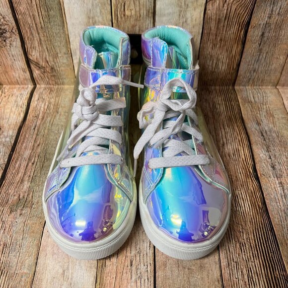 Wonder Nation Girls Athletics Translucent Iridescent Hi-top Sneakers Sz 4 - Picture 1 of 3